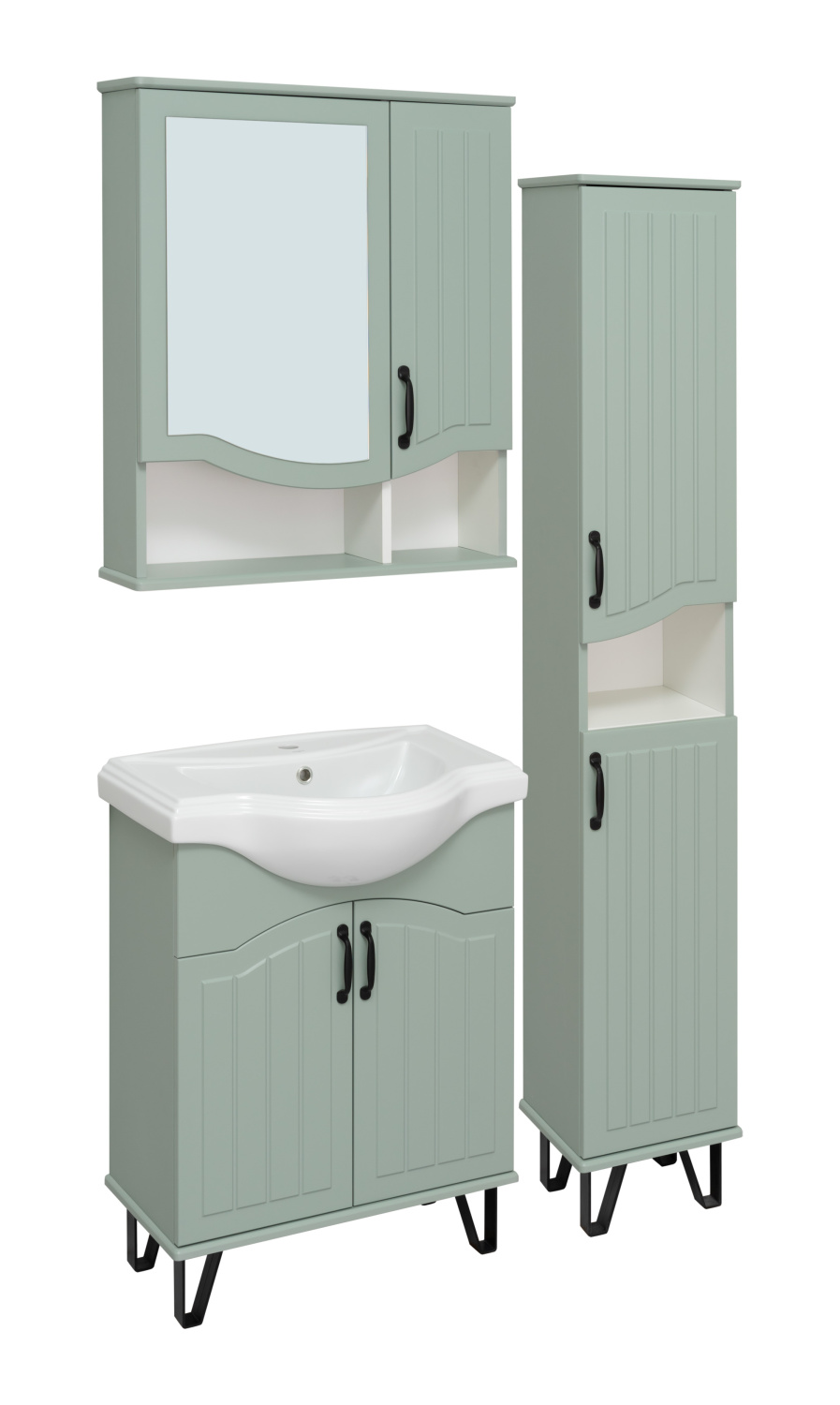 Тумба напольная Runo Марсель 65 с раковиной Классик 65, мята