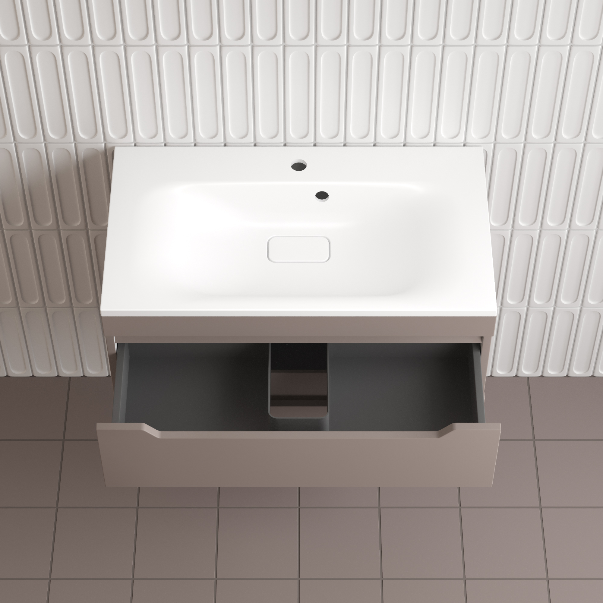 Тумба подвесная Style Line Остин 80 с раковиной Фортуна 80 белый, тауп темный