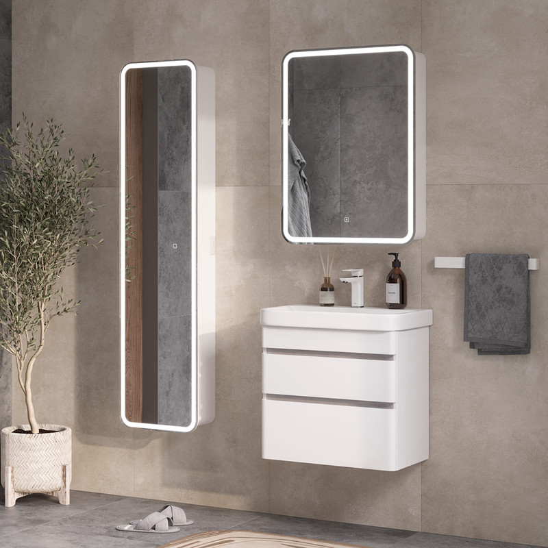 Зеркальный шкаф EQUIL Soldi LED 60 белый софт, R