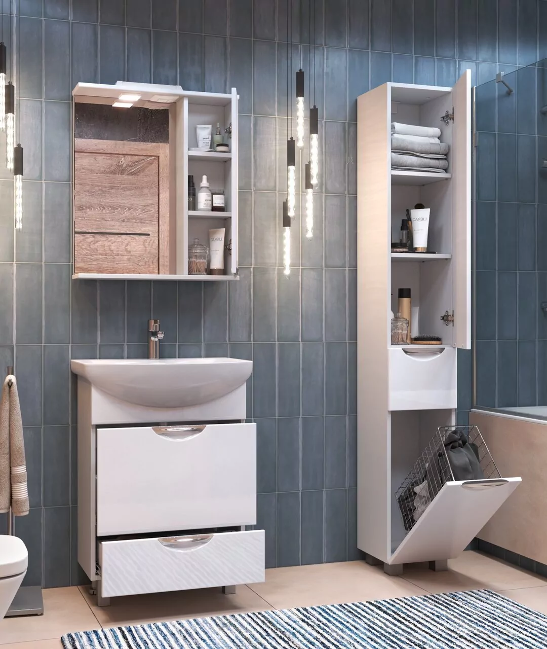 Зеркало со шкафчиком Vigo Callao 60 R, свет, белый