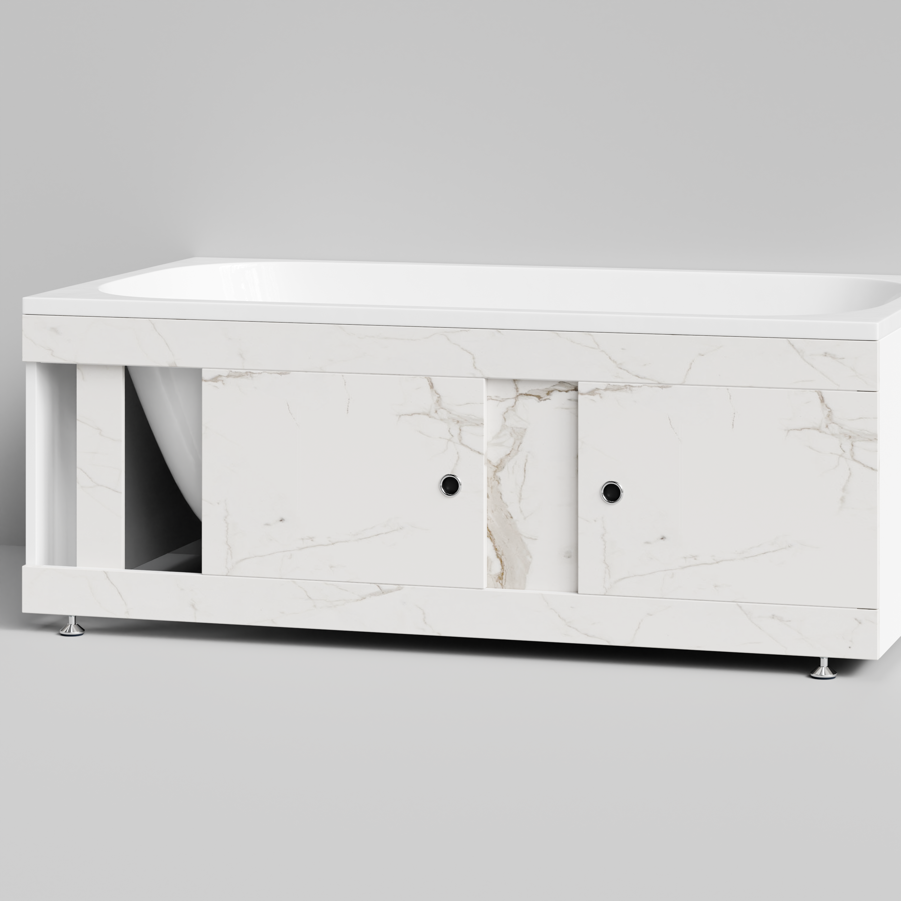 Экран под ванну Vod-ok Купе 150 раздвижной Мрамор Белый натур милк