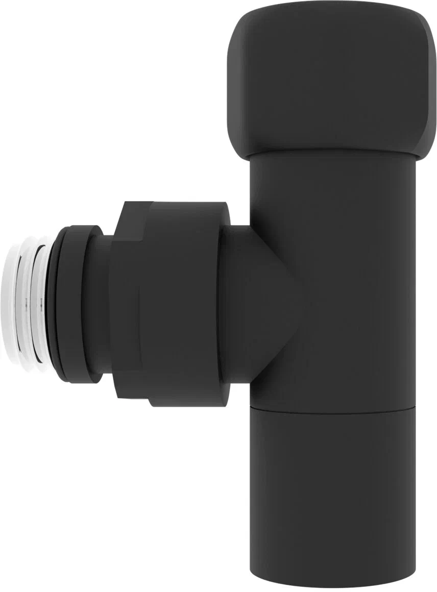 Кран для полотенцесушителя / вентиль угловой Energy, 1/2'' - 3/4'', цвет черный матовый, ручка круг - 2 шт. от магазина Vanna-Vanna.ru!