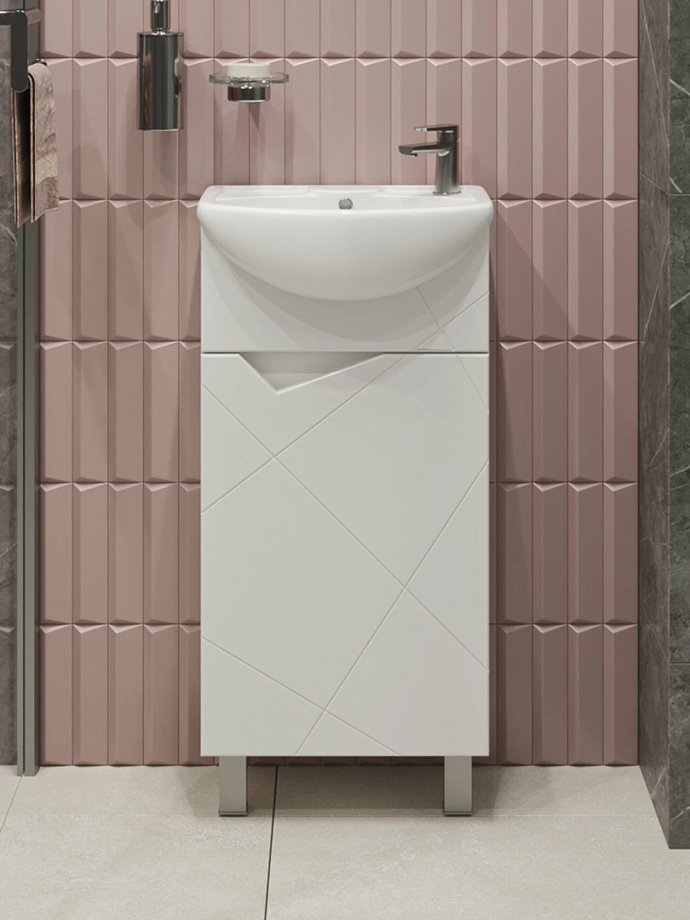 Тумба напольная SanStar Каскад 40 с раковиной Азов 40 белая