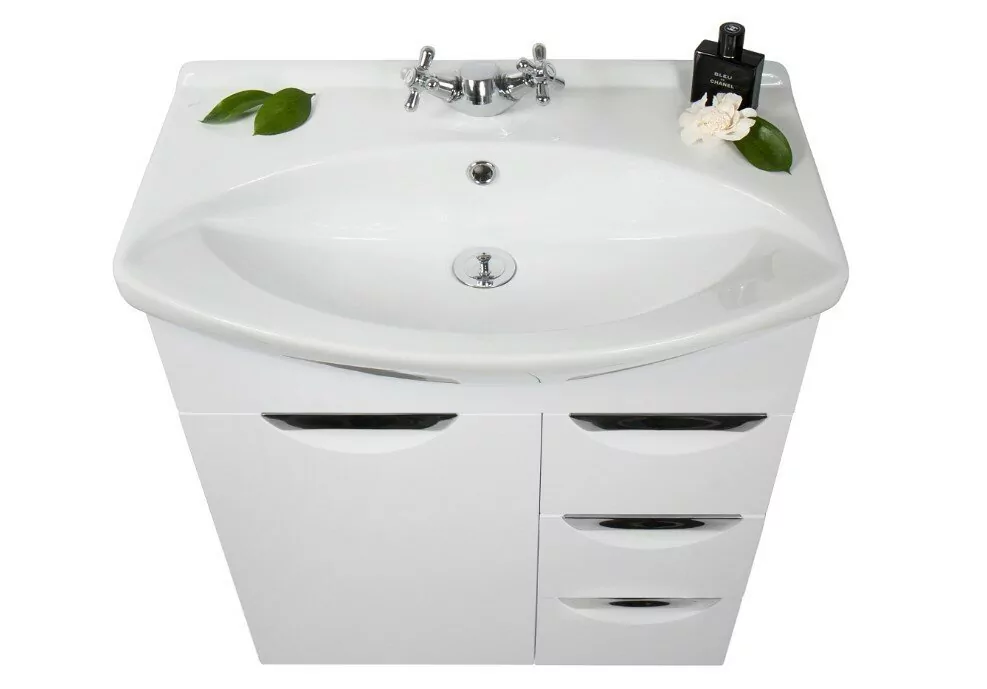 Мебель для ванной Vod-ok Лира 65 три ящика, комплект, напольный, белый