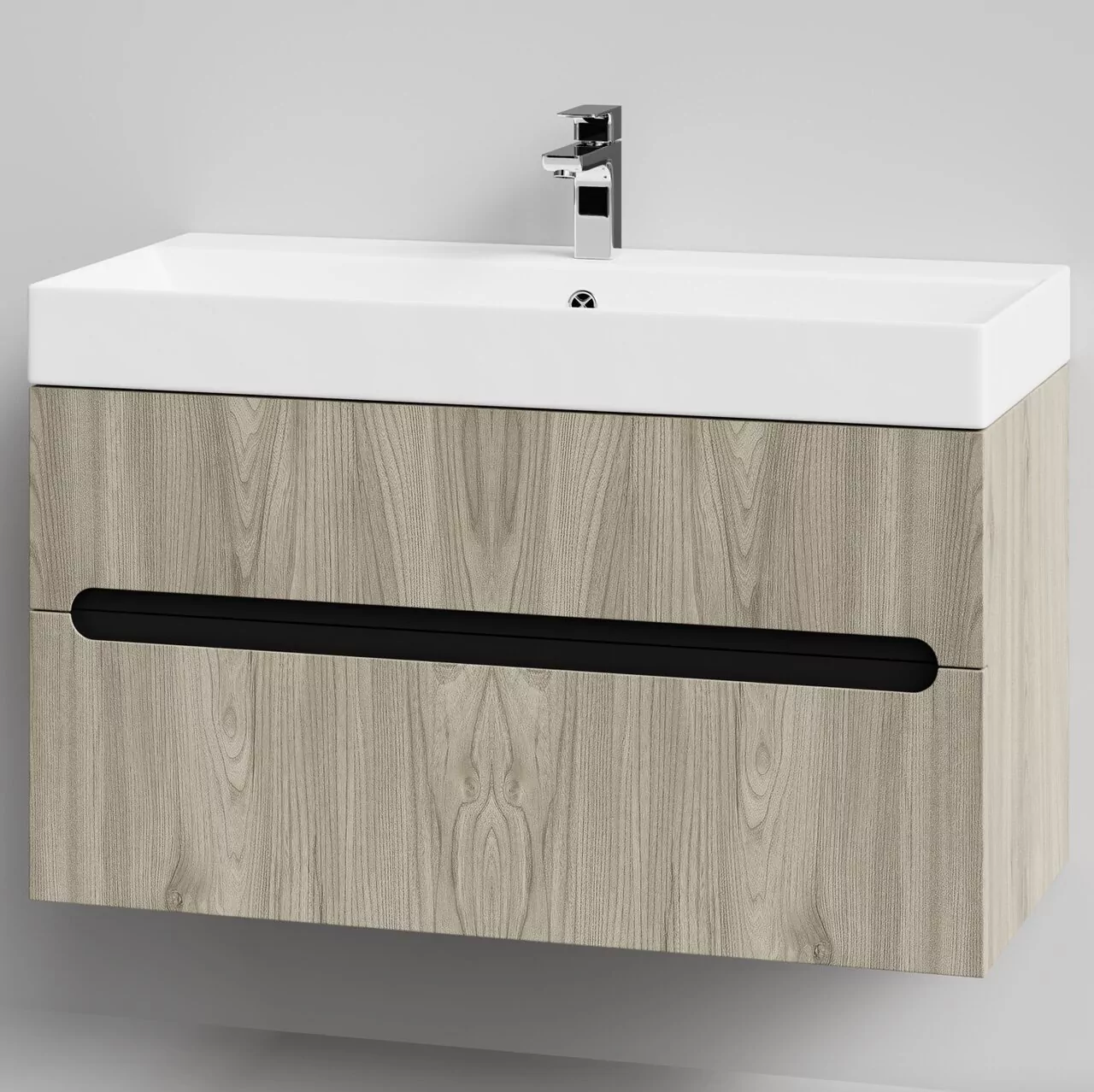 Тумба подвесная Vod-ok Бонум 100 с раковиной Stance 100, дуб + 6 цветов