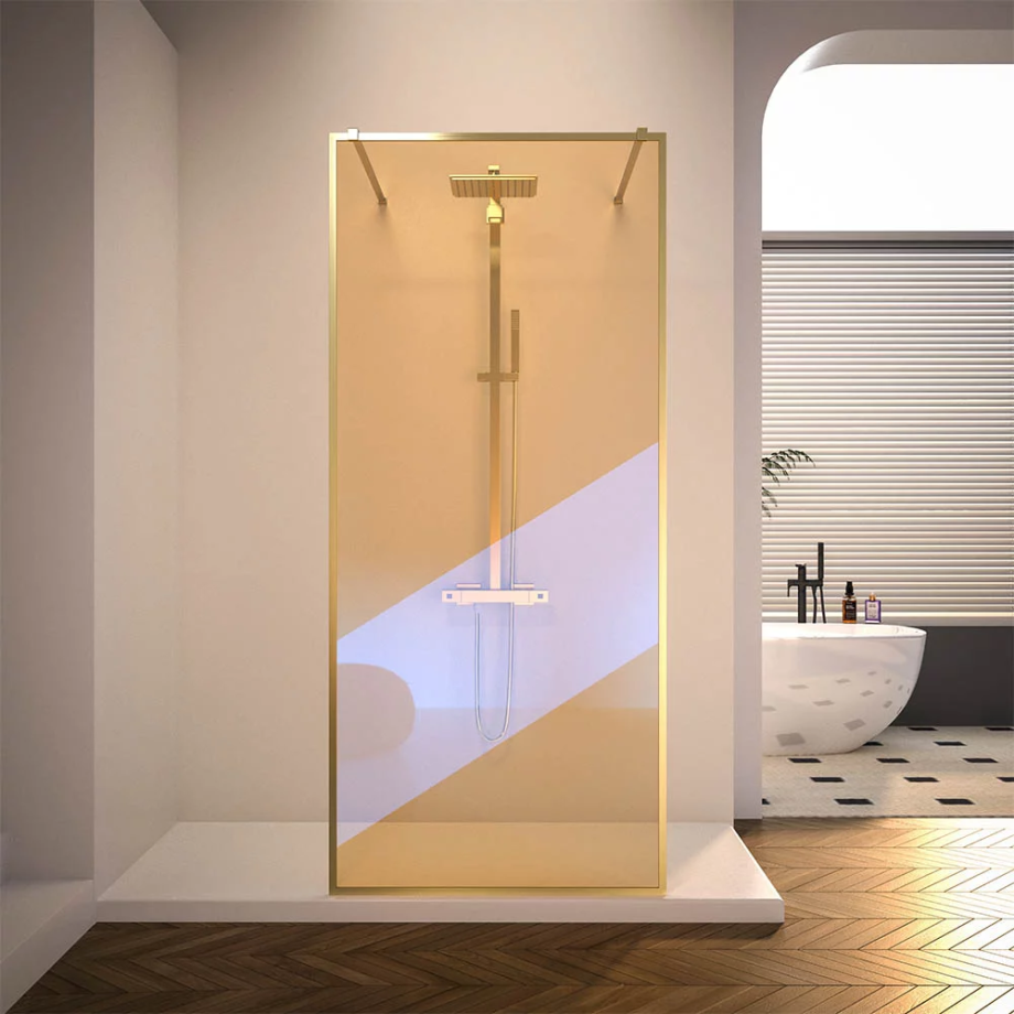 Душевая перегородка Veconi Korato KR-90GC, 1100x2000, брашированное золото, хамелеон