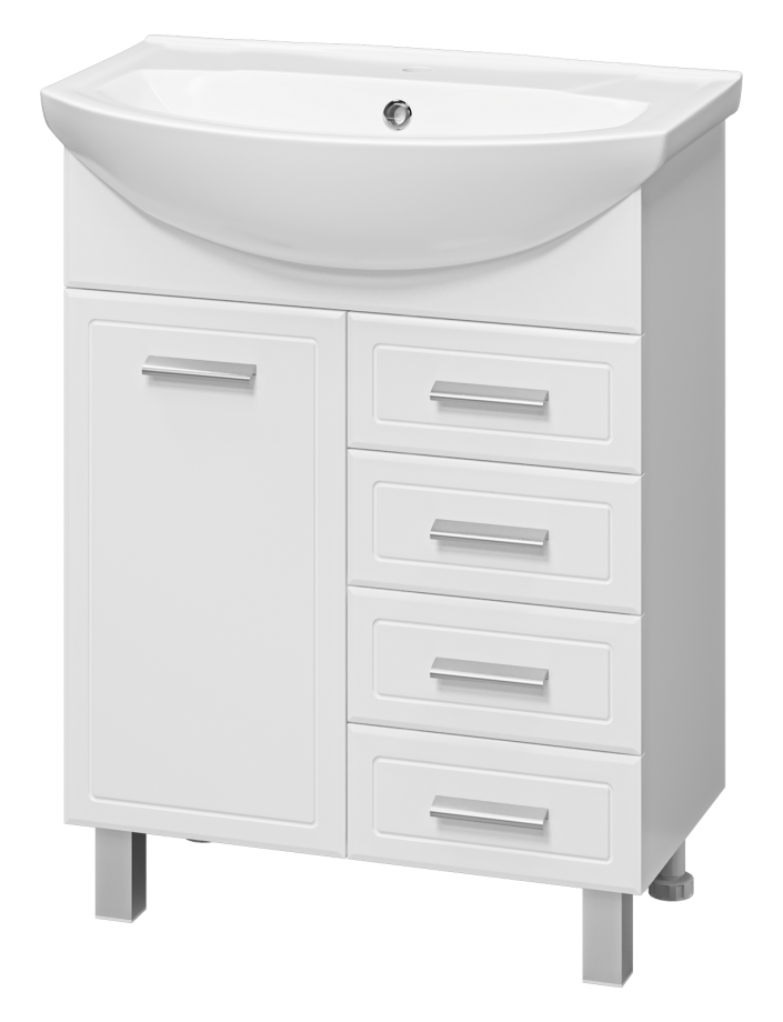 Тумба с раковиной Misty Стелла 65 с 4 ящиками, белый