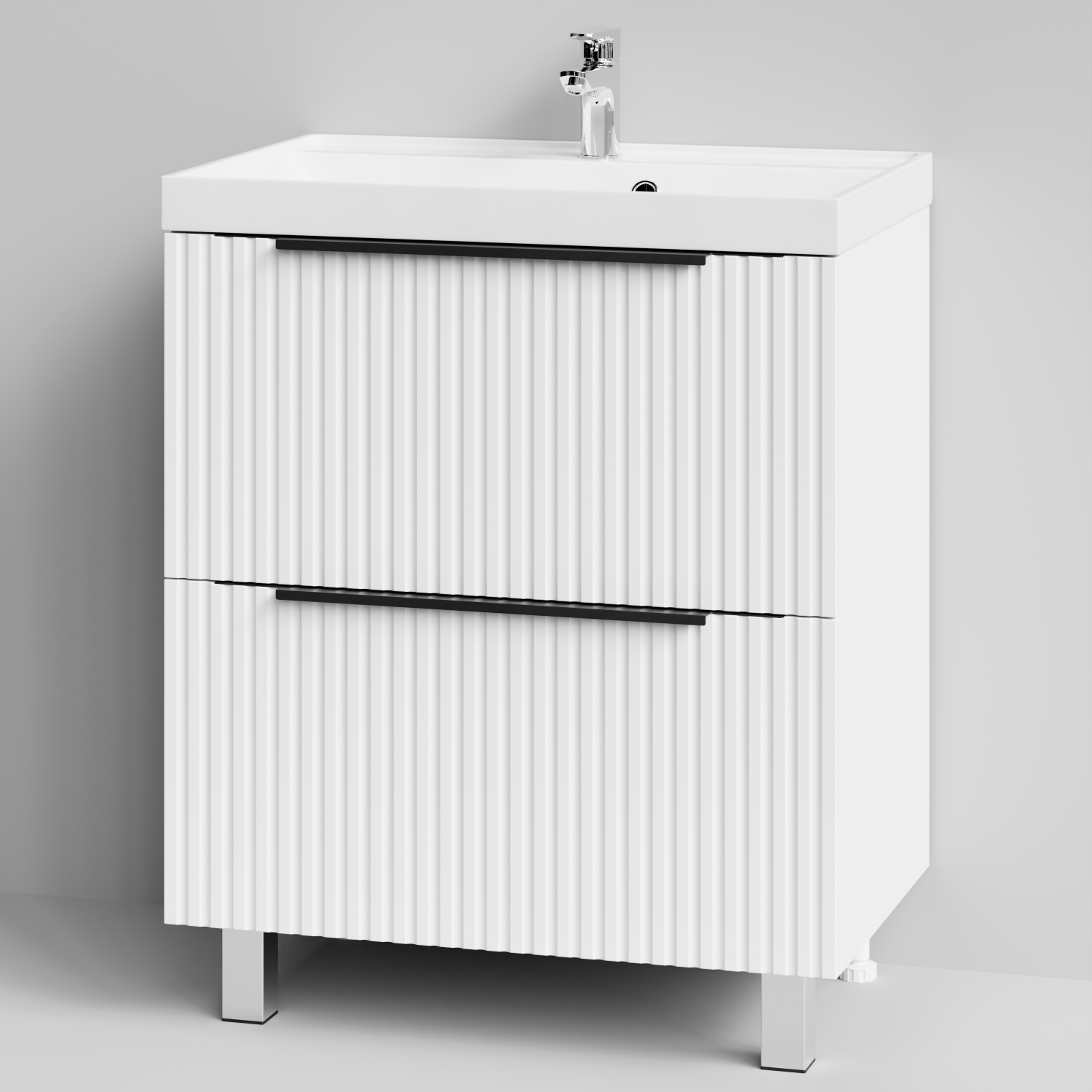 Тумба с раковиной Vod-ok Дольче 70 2 ящика, напольная, белая + 13 цветов