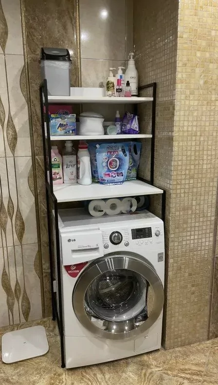 Стеллаж Sanflor над стиральной машиной 63.5х46.5х160 см черный муар 82613188