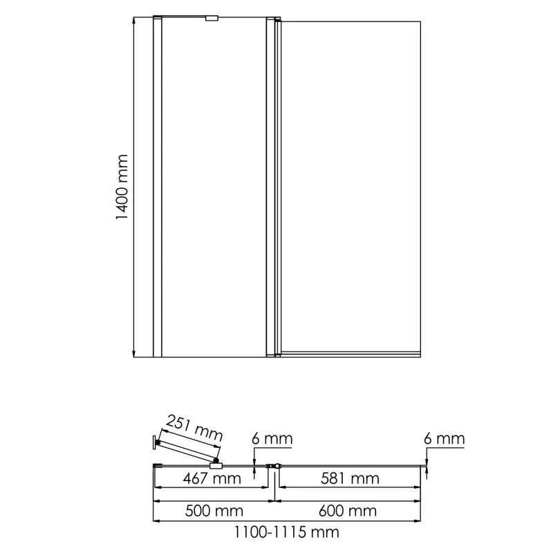 Стеклянная шторка WasserKraft Salm 27P02-110 Fixed профиль хром