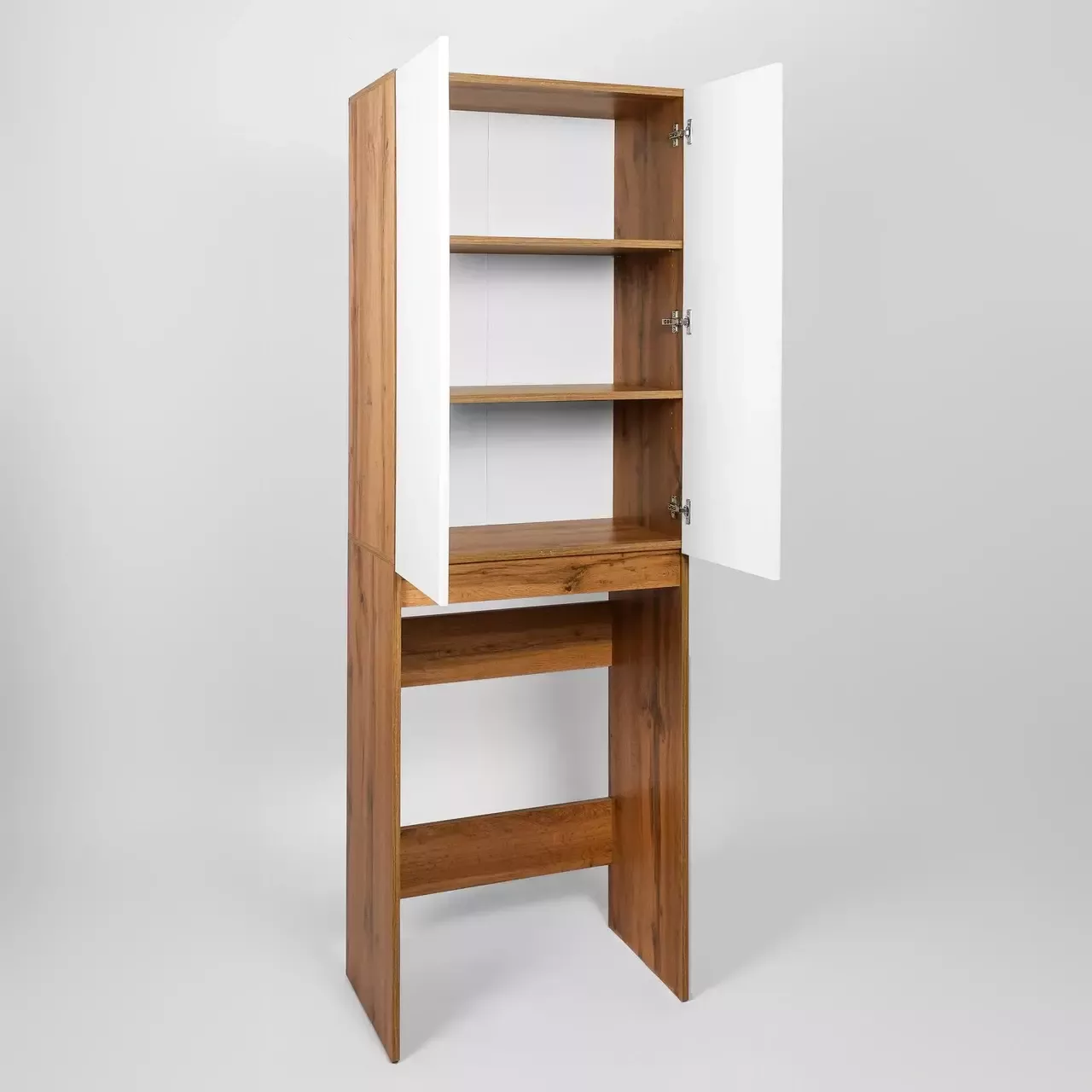 Пенал Viant Бостон 65 напольный, над стиральной машиной, белый/дуб вотан