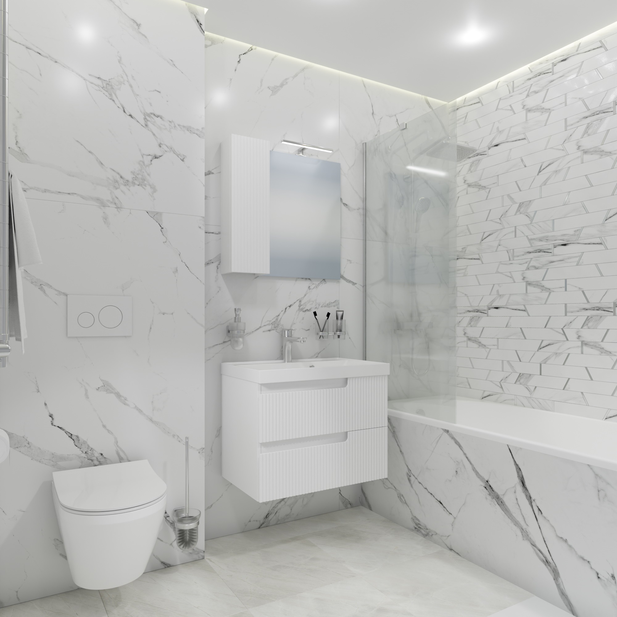 Зеркало с шкафчиком Санта Альтаир 70 L свет, белый