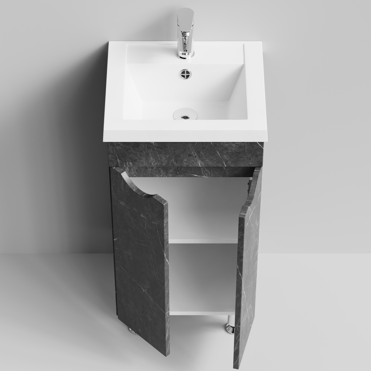 Тумба с раковиной Vod-ok Смайл 40 напольная, Мрамор Графит софт тач