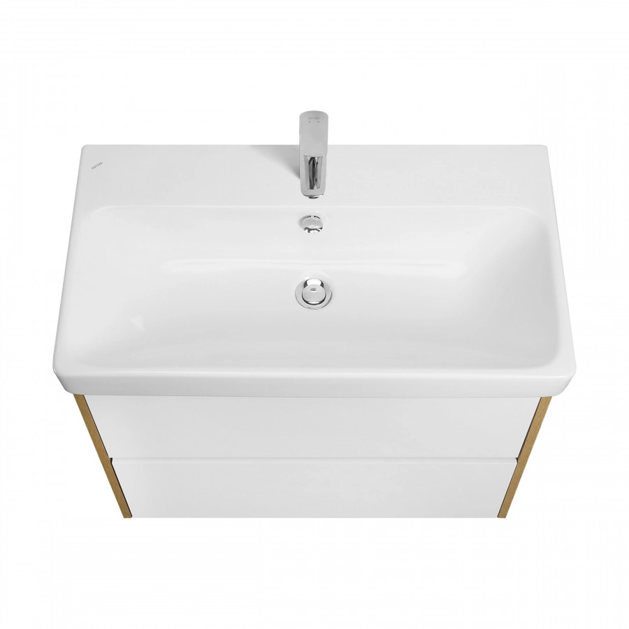 Тумба Aquaton Сканди 80 с раковиной Адриана 80, 2 ящика, подвесная, дуб рустикальный