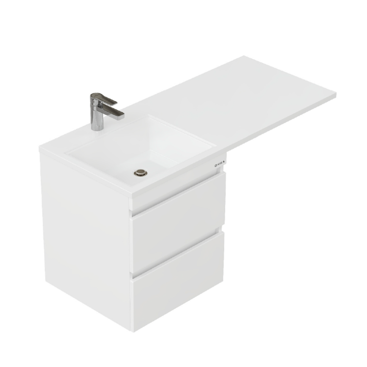 Тумба подвесная Onika Флэтон 58 с раковиной Марсал 120 под стиральную машину, L, белая