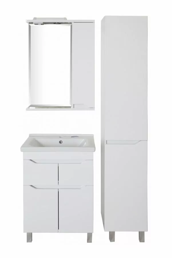 Зеркало со шкафчиком Асб-мебель Бари 60 R свет, белый