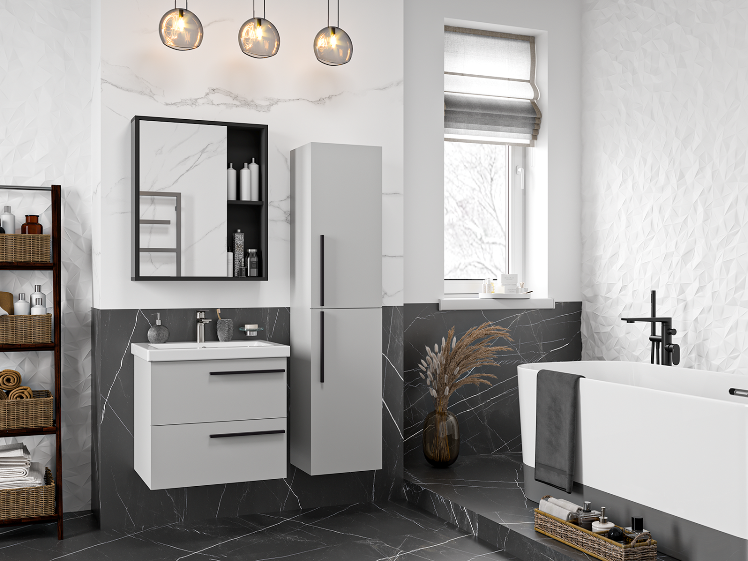 Пенал Misty Ненси 35 подвесной, L/R, серый