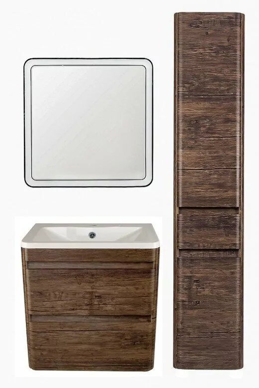 Тумба подвесная Style Line Атлантика 60 Plus Люкс с раковиной Атлантика 60, старое дерево