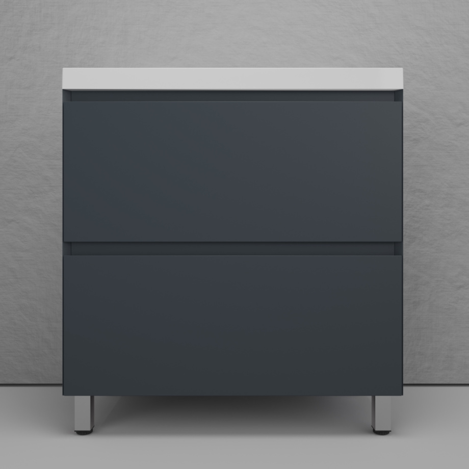 Тумба напольная Style Line Манхэттен 80 Эмаль, с раковиной Asti 80 белый, графит