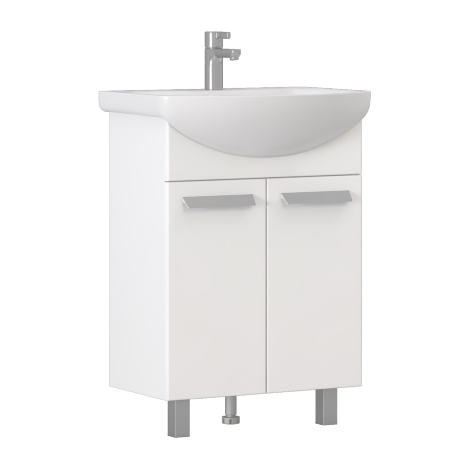 Тумба напольная Vigo Hoska 60 с раковиной Балтика 60, 2 двери, белый