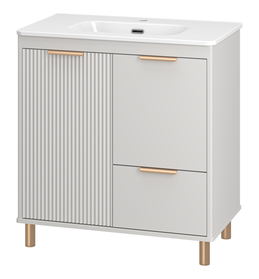 Тумба с раковиной Brevita Risacca Crema 80 напольная, серый