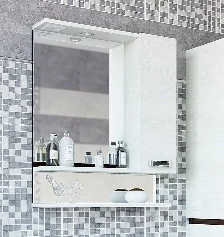 Зеркало-шкаф Sanflor Техас 60 R свет, 2 полки, северное дерево светлое