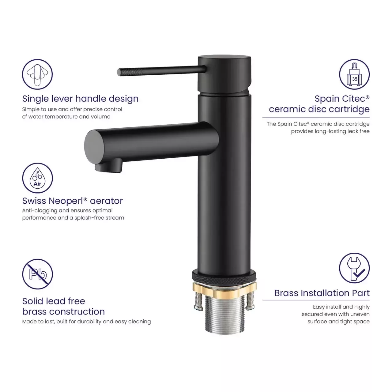 Смеситель для раковины Timo Saona 2361/03F черный матовый