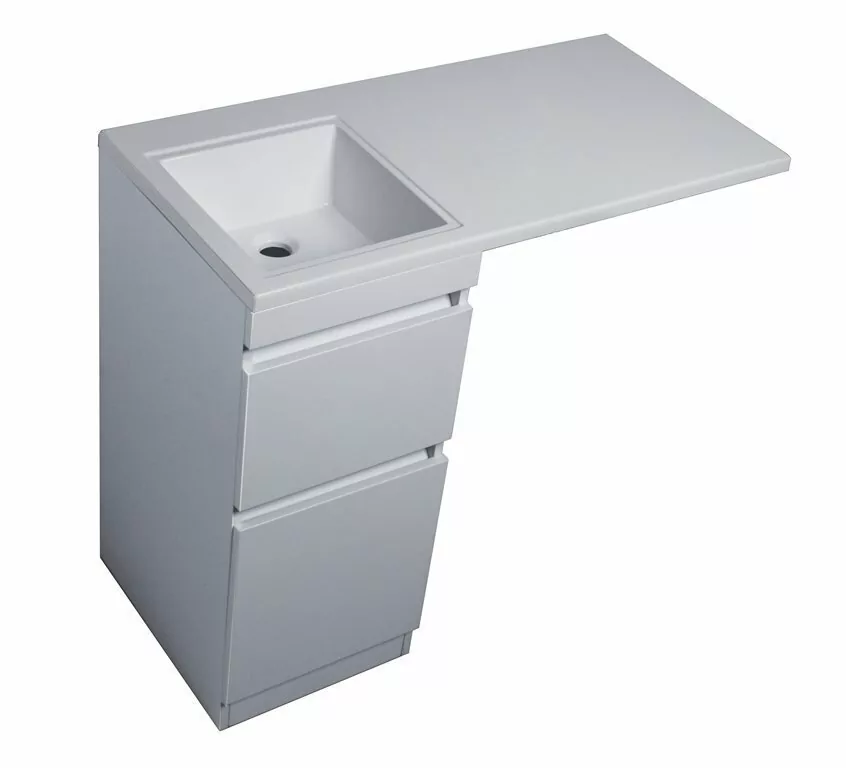 Тумба напольная Style Line Даллас 100 Люкс Plus ПВХ с раковиной Даллас 100 под стиральную машину, два ящика, левая, белая