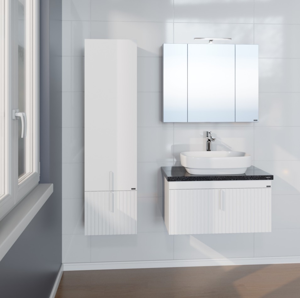 Тумба подвесная Санта Юпитер 80 с раковиной Купер 56, 2 ящика, RAL