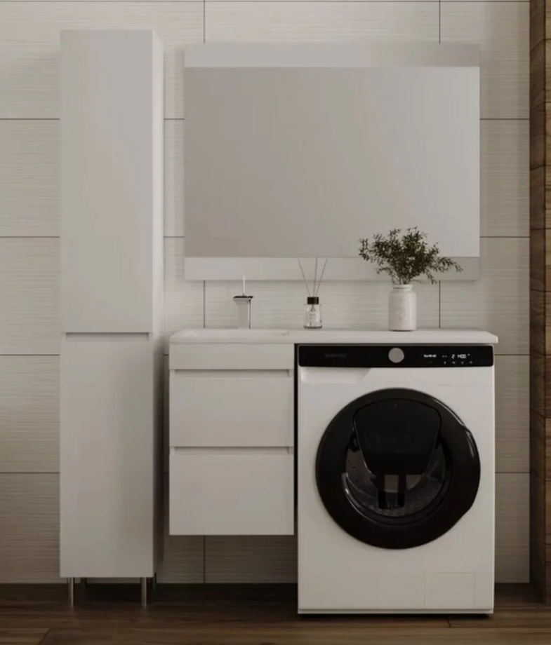 Мебель для ванной Style Line Даллас 100 Люкс Plus левая, комплект, подвесной, белый