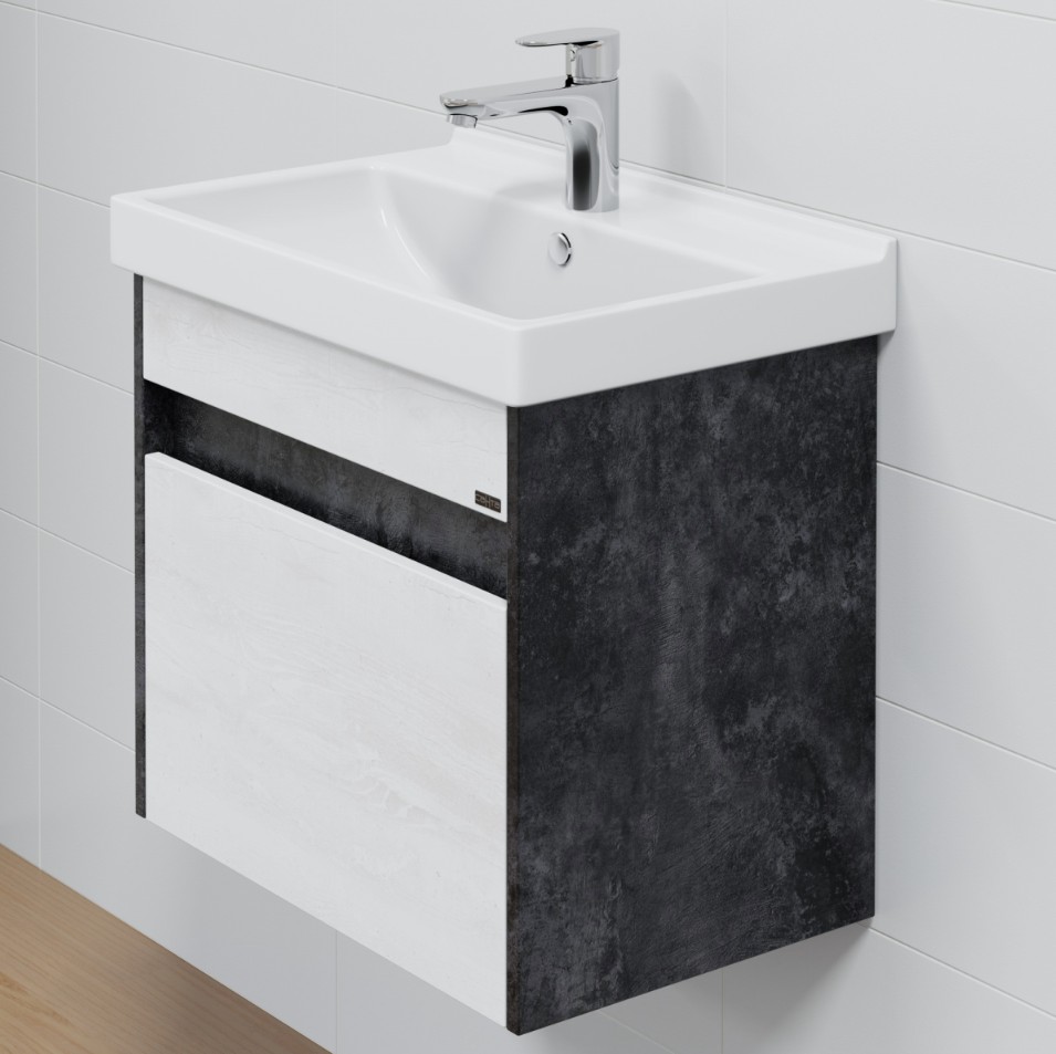 Тумба подвесная Санта Мира 60 с раковиной Fest 60, светлый