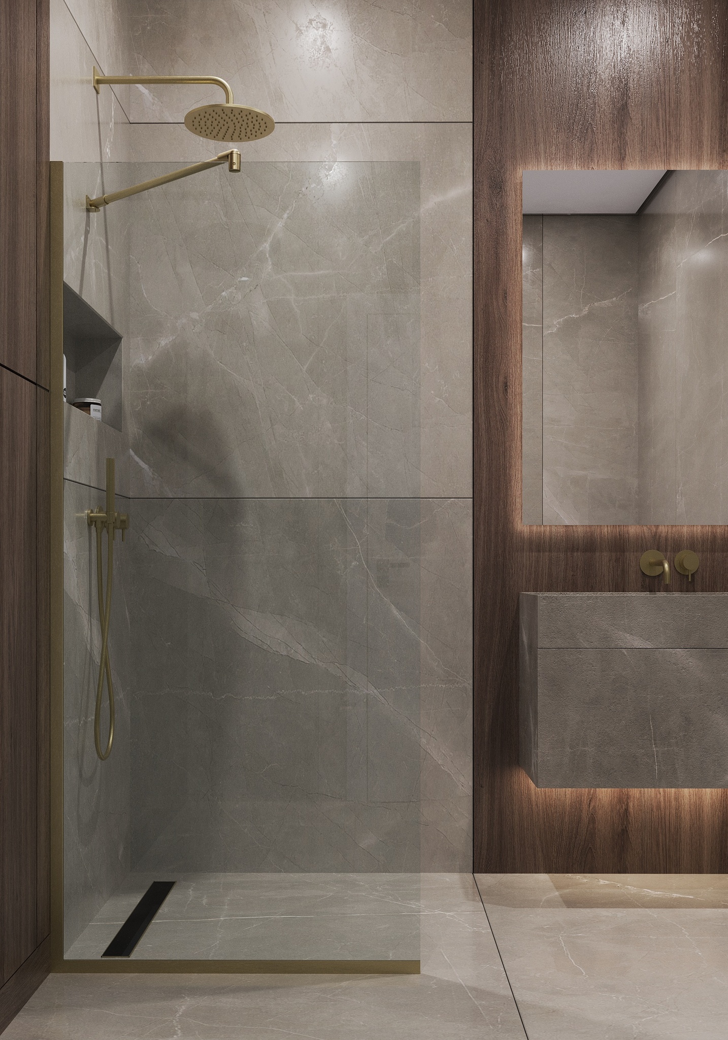 Душевая перегородка Timo TP-1190/17C-8 прозрачное стекло, профиль золото