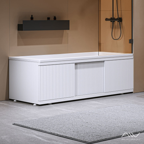 Экран под ванну Alavann Альт 150 белый с фрезеровкой, из МДФ, раздвижной