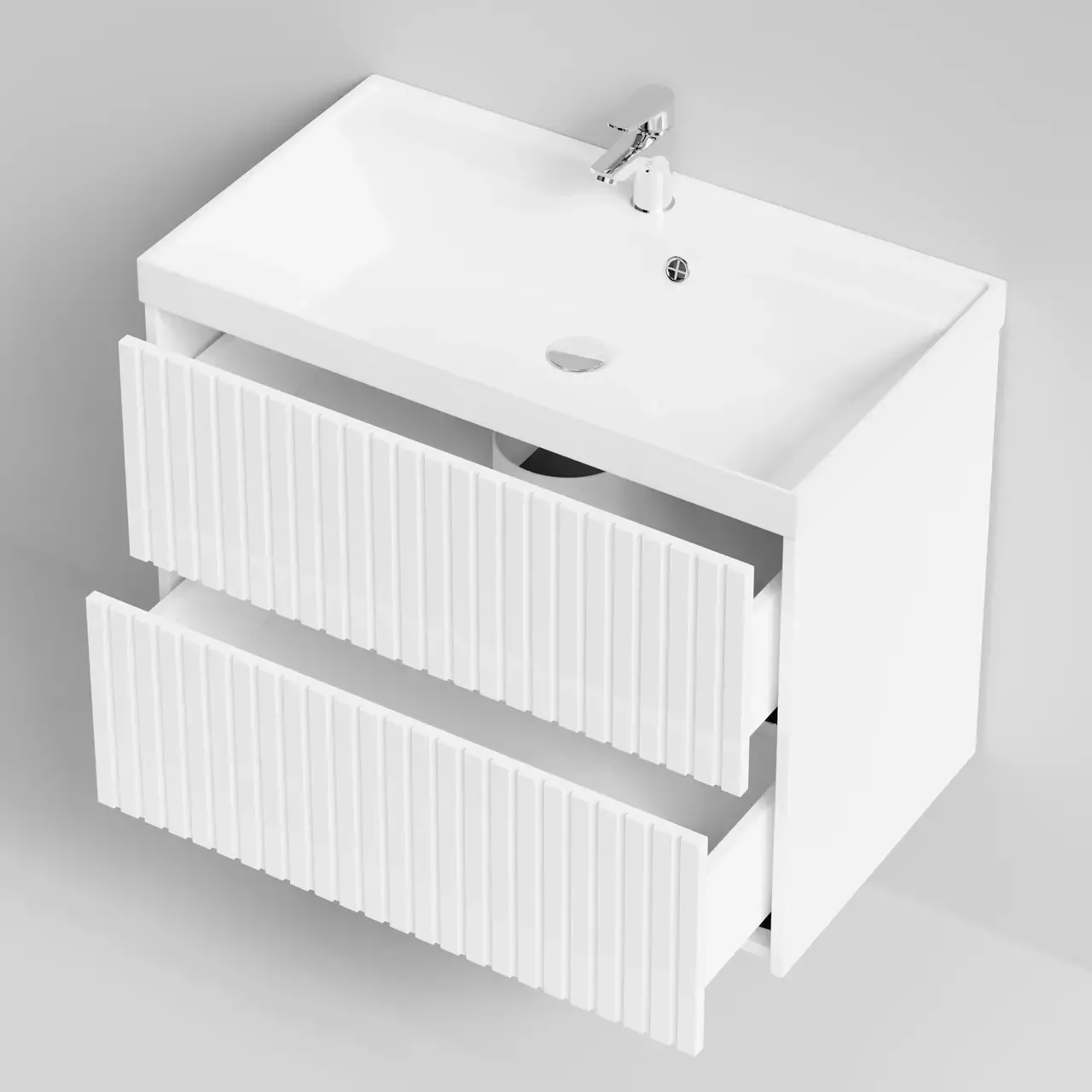 Тумба подвесная Vod-ok Тач 80 2 ящика с раковиной Classica 80, белая + 13 цветов