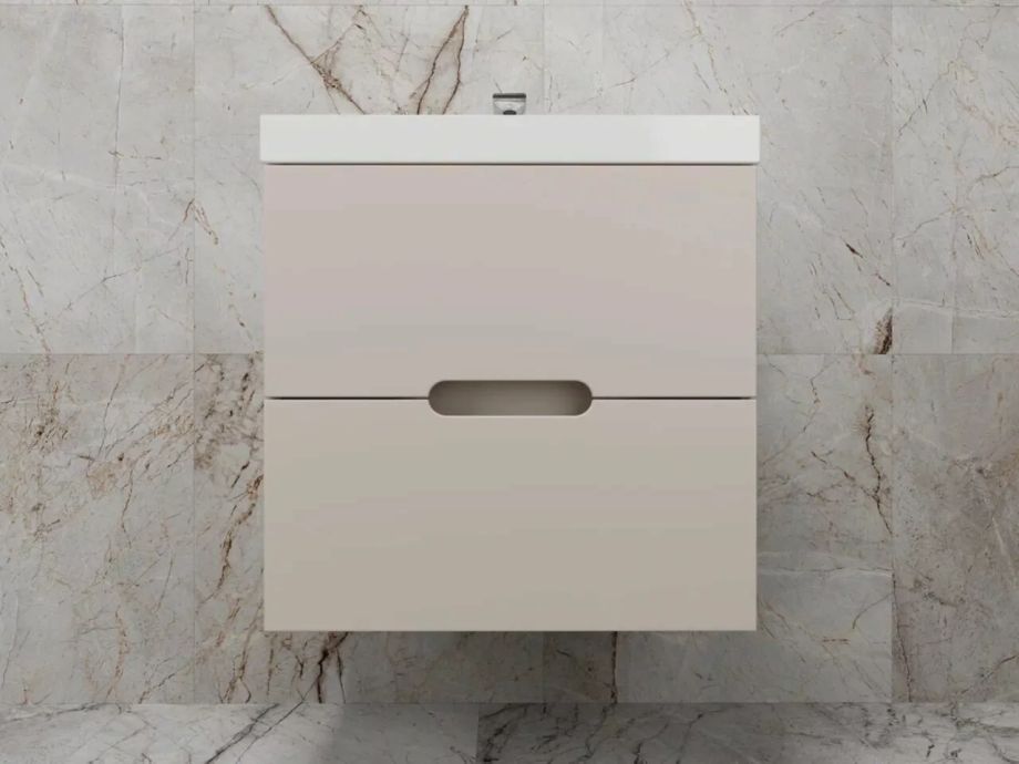 Тумба подвесная Style Line Матис 60 с раковиной ASTI 60 белый (2 ящика), крем