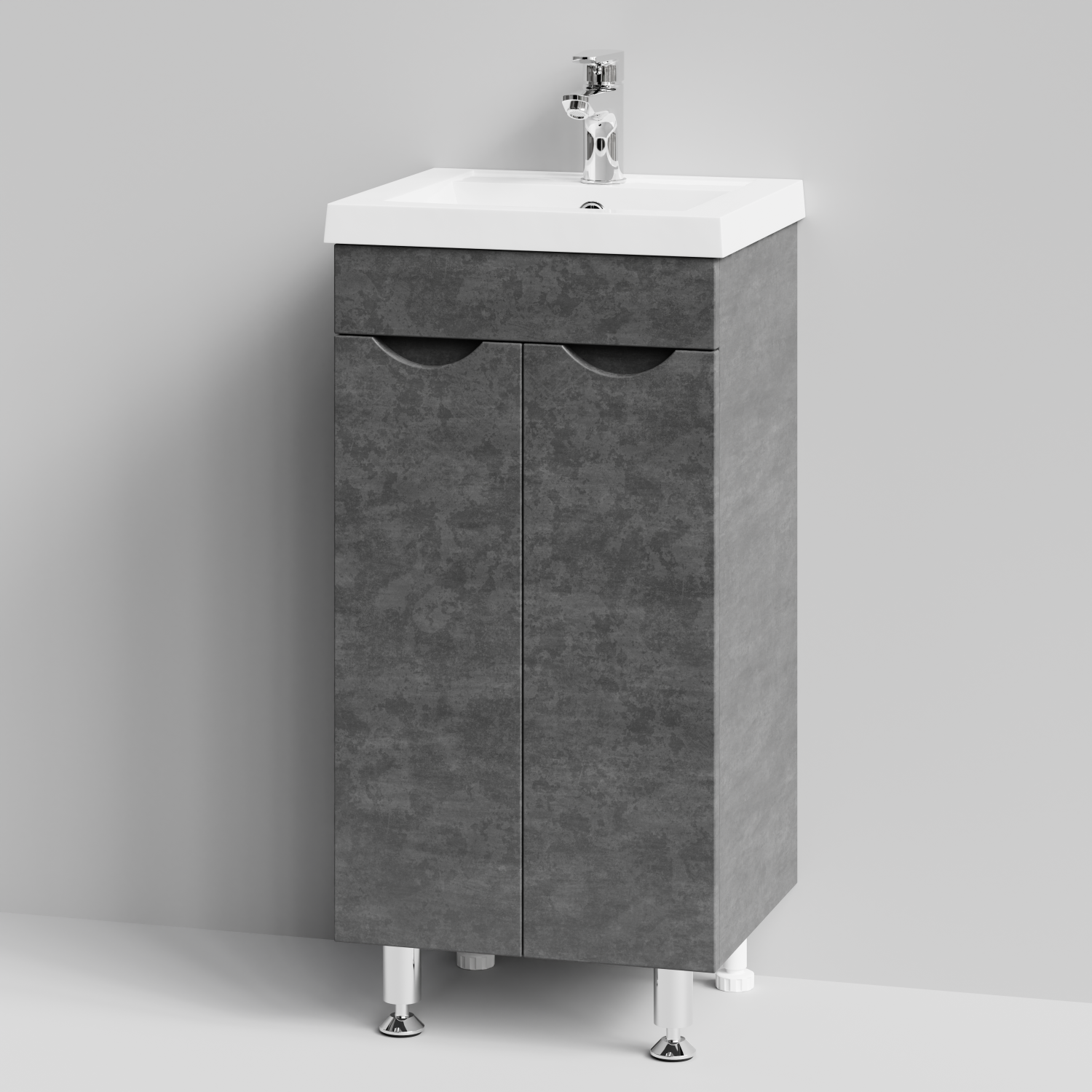 Тумба с раковиной Vod-ok Смайл 40 напольная, Серый камень