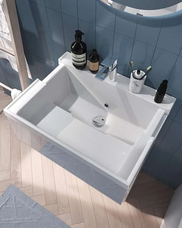 Тумба с раздвижной раковиной напольная 1Marka Bumble 60Н 2я, 2 ящика, белый