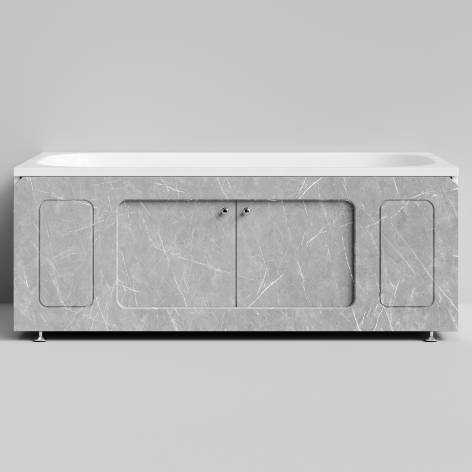 Экран под ванну Vod-ok Лидер 150 раздвижной Мрамор Белый софт тач