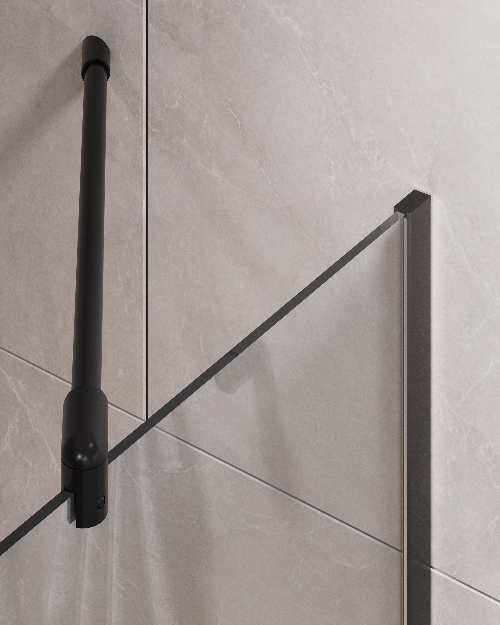 Стеклянная шторка Timo TC-80/03C-8 профиль черный 80 см