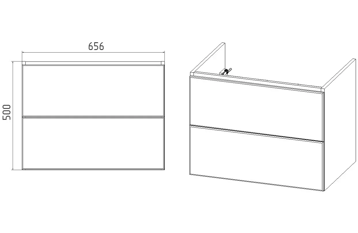 Тумба подвесная Viant София 70 с раковиной Como 70, два ящика, графит