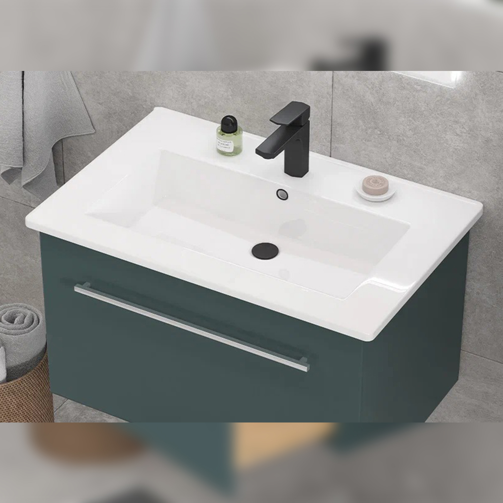 Тумба с раковиной подвесная Velvex Posse tp.POS.OSK.75.1Y верде/дуб золотой, 75 см