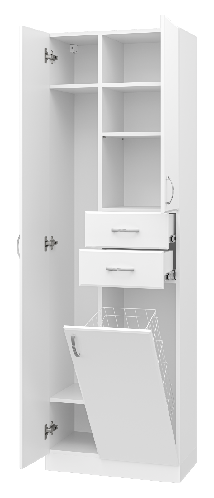 Пенал Misty Мисти 60 напольный, с бельевой корзиной, белый