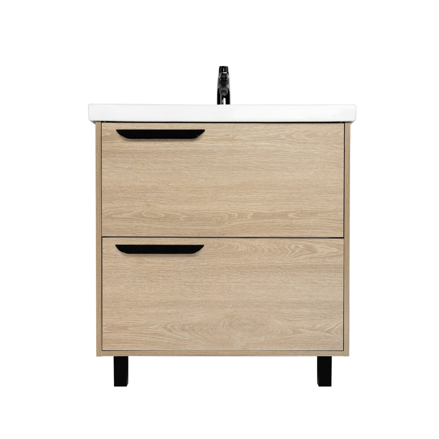 Тумба напольная Viant Кельн 80 с раковиной Фостер 80, два ящика, светлое дерево