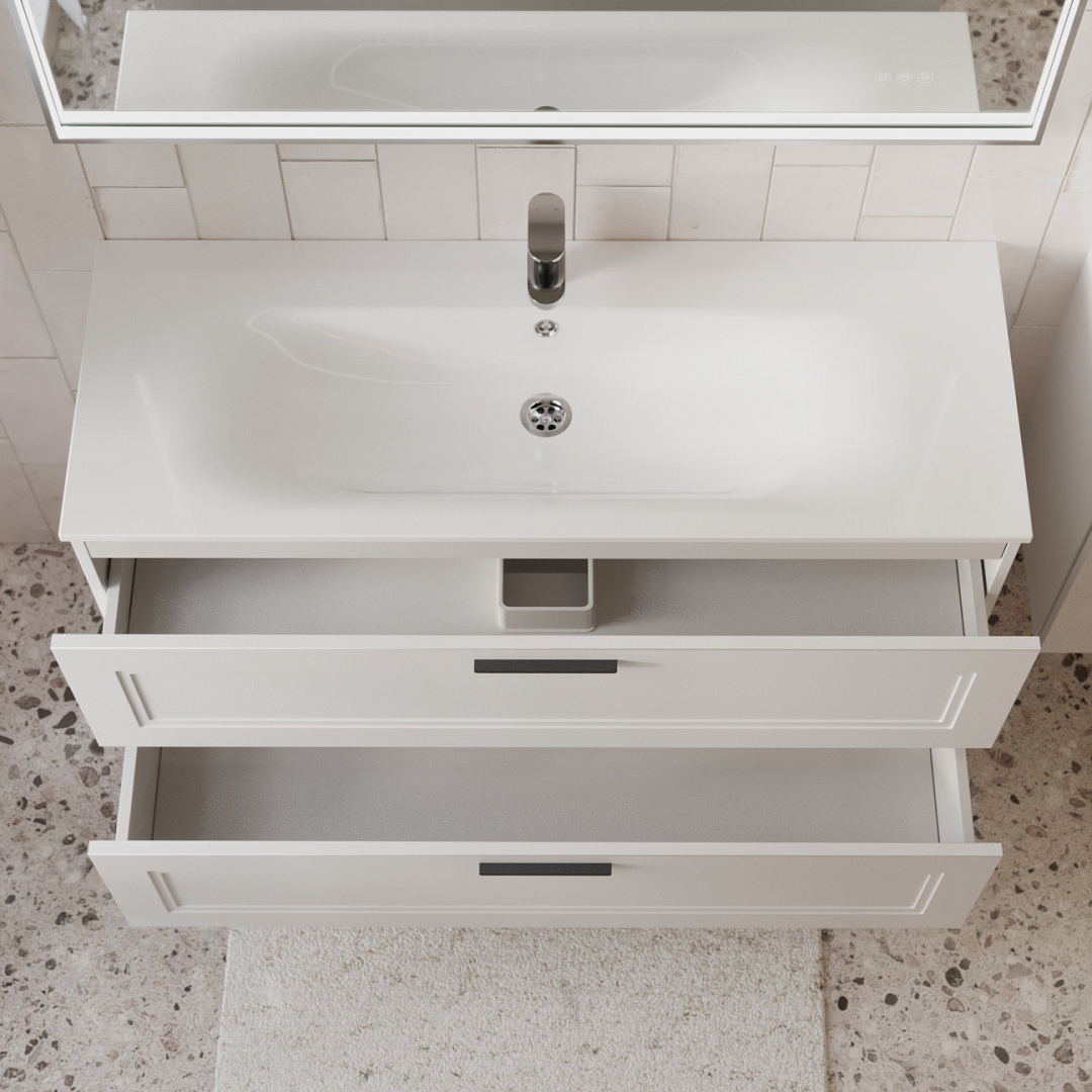 Тумба с раковиной подвесная (120 см) Terminus Classik CLA101202900301O, белый