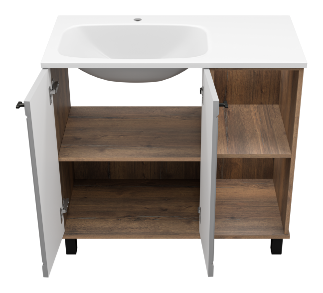 Тумба с раковиной Brevita Lumus 90 напольный, серый, темное дерево, L