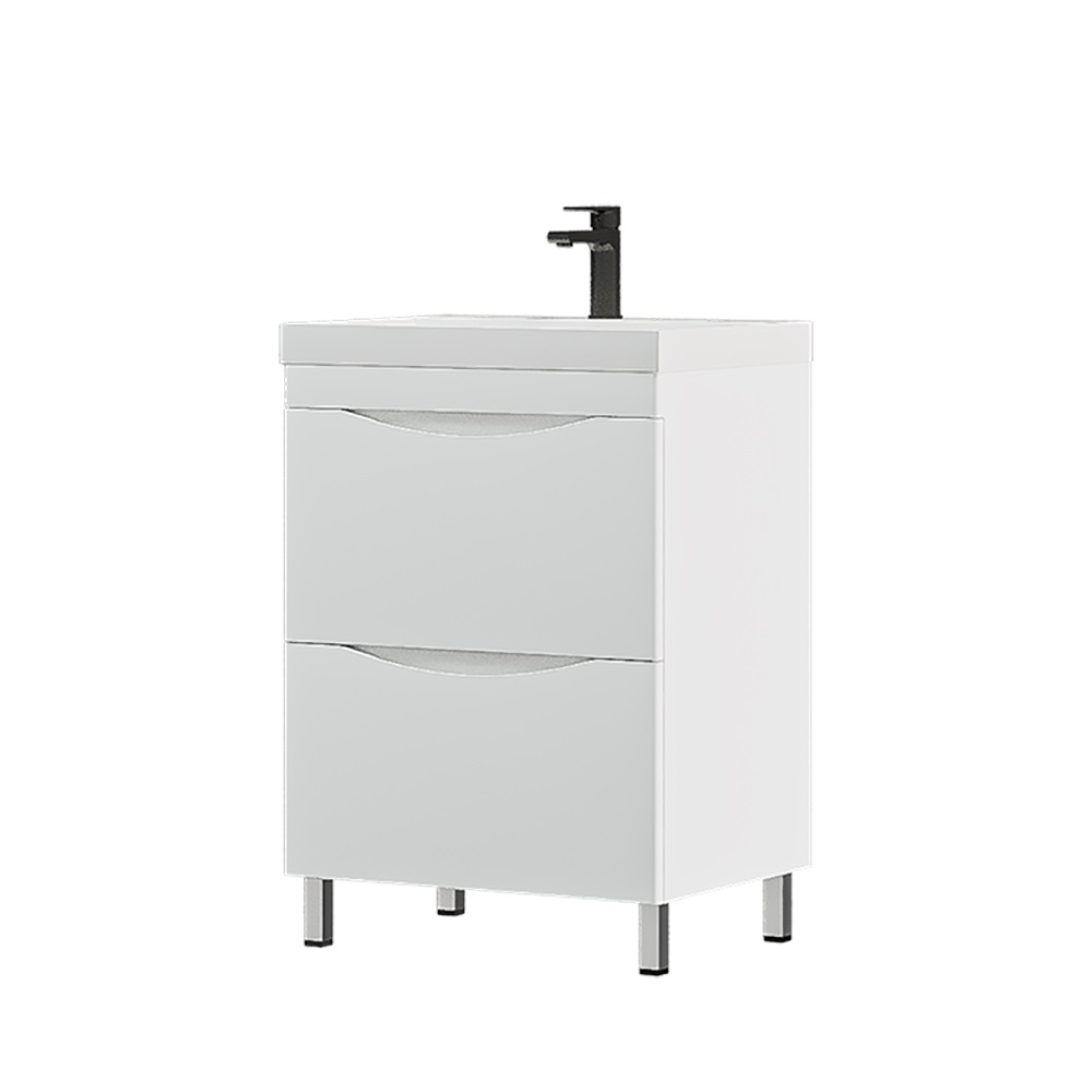 Тумба напольная Corozo Лиана 60  с раковиной Сомо 60, белый