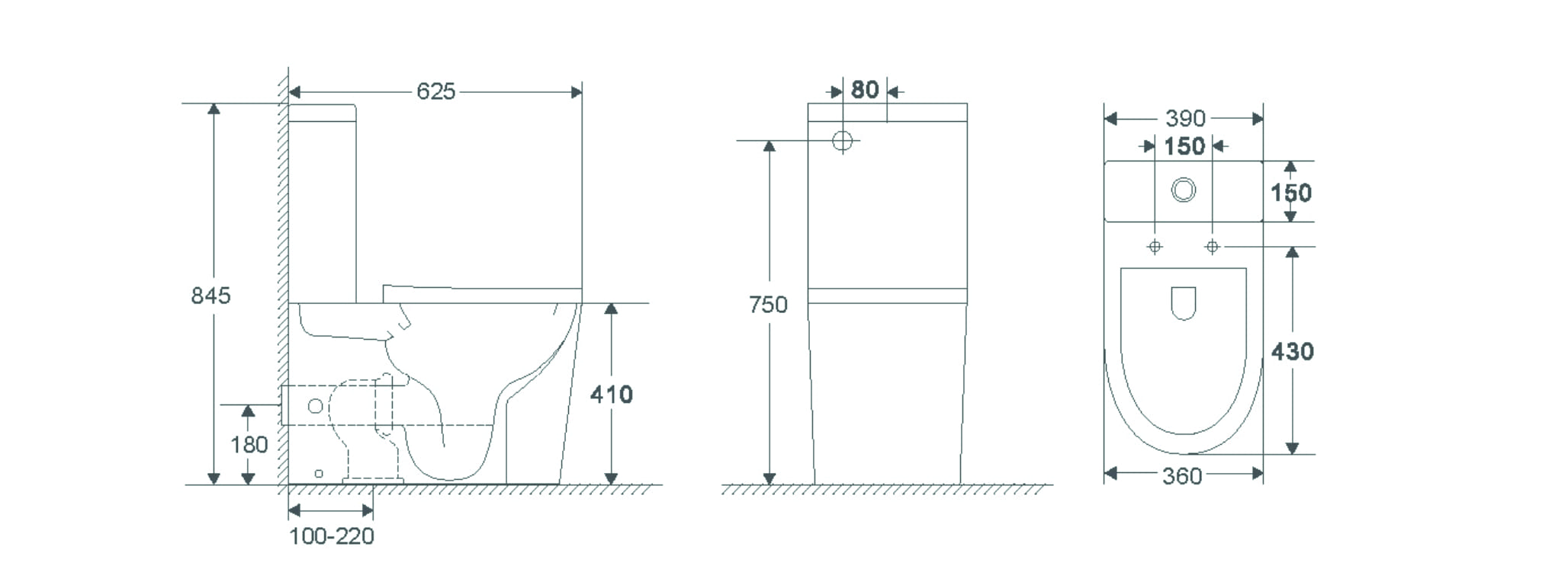 Унитаз напольный безободковый Terminus Аврора 625х390 белый