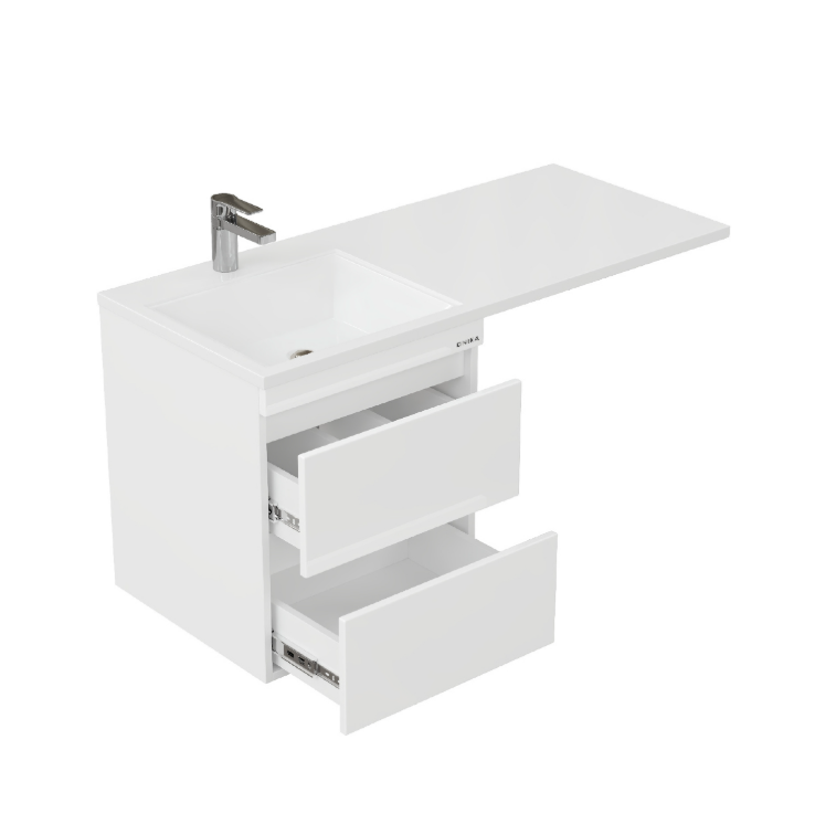 Тумба подвесная Onika Флэтон 58 с раковиной Марсал 120 под стиральную машину, L, белая