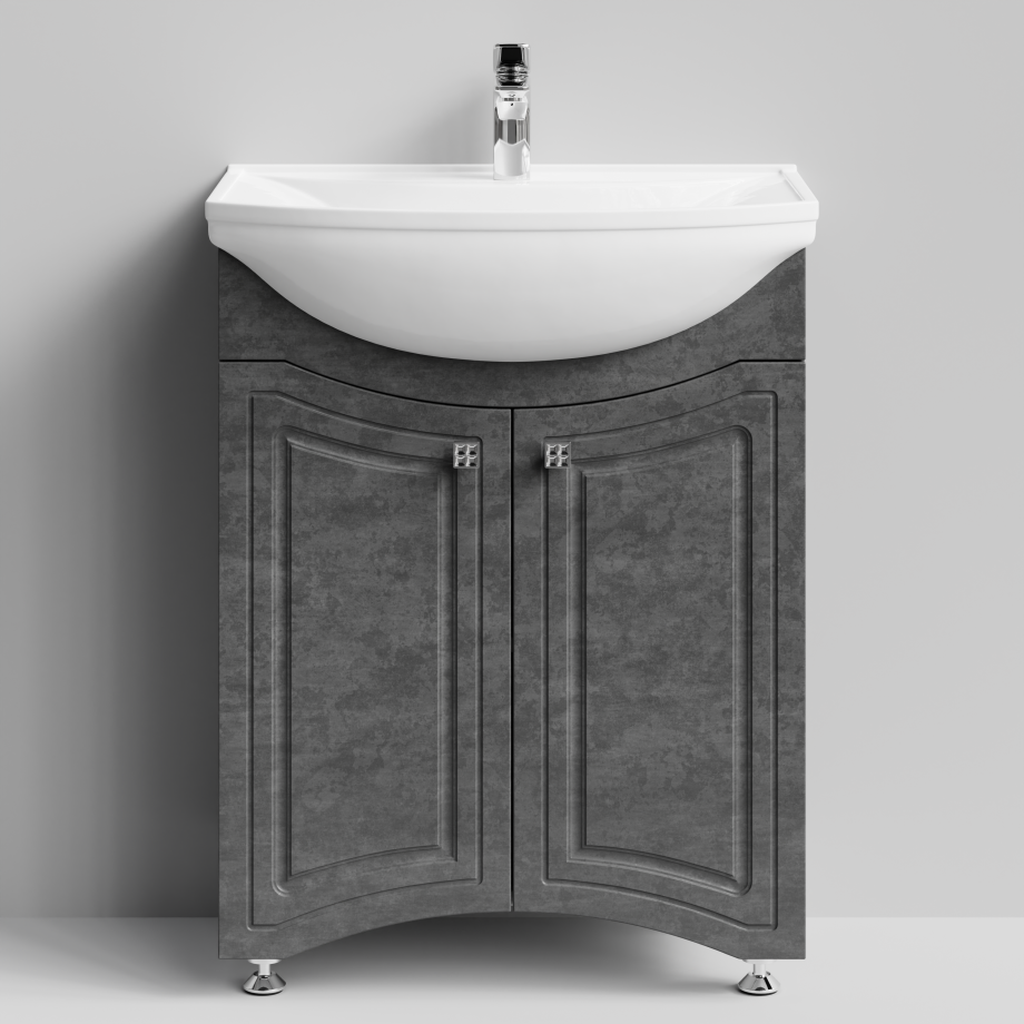Тумба с раковиной Адам 65 напольная, Серый камень