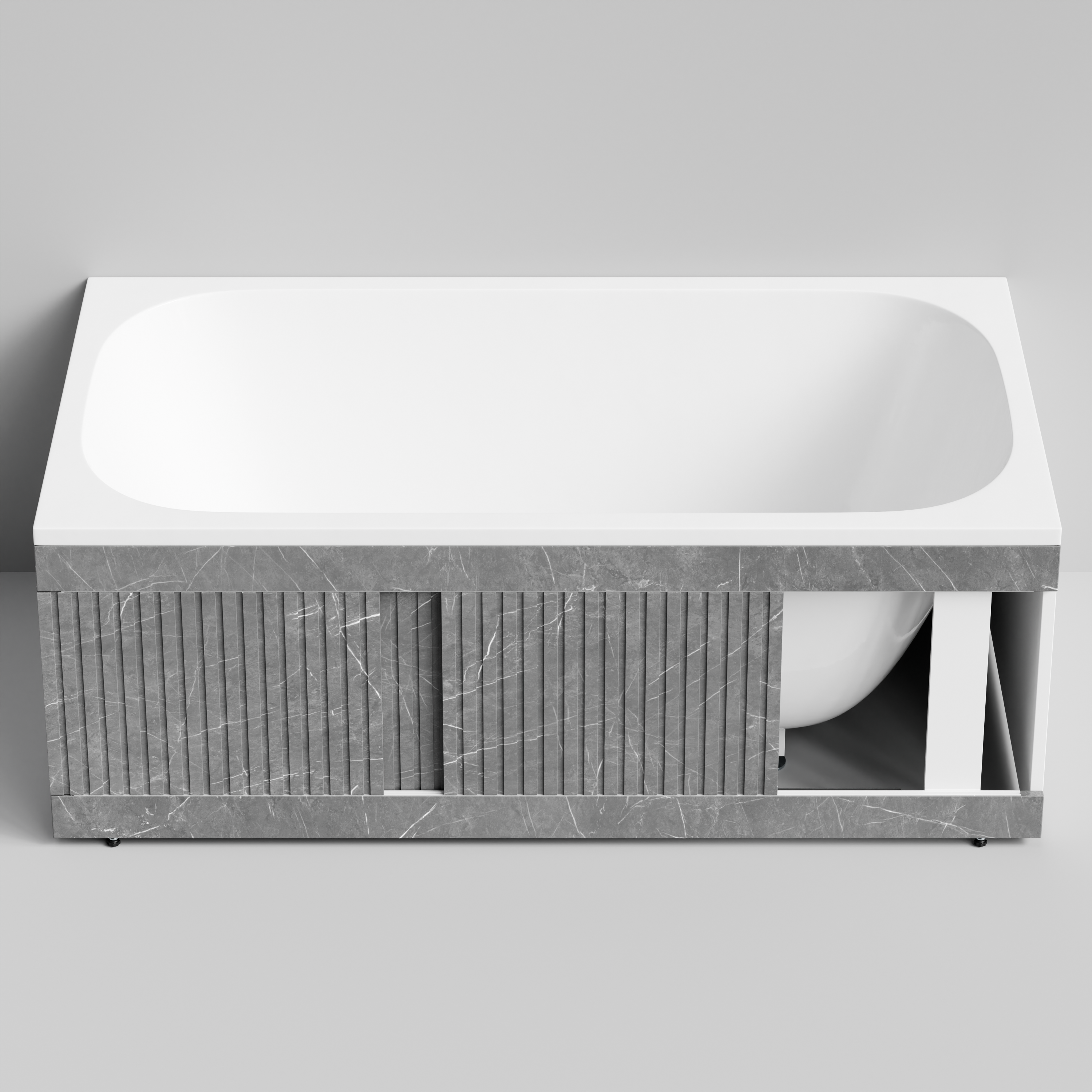 Экран под ванну Vod-ok Тач 150 раздвижной Мрамор Серый софт тач